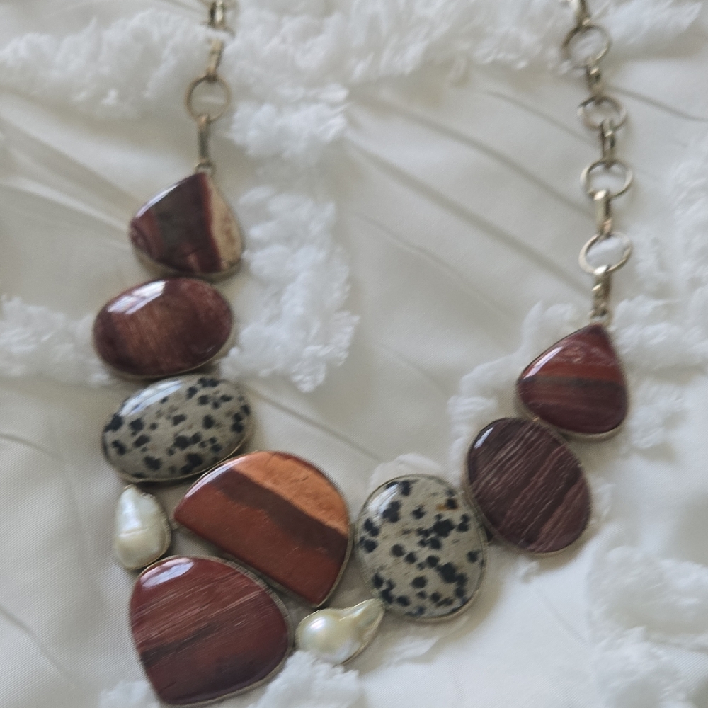 Elegant Multicolor Stone Necklace..925 Silver